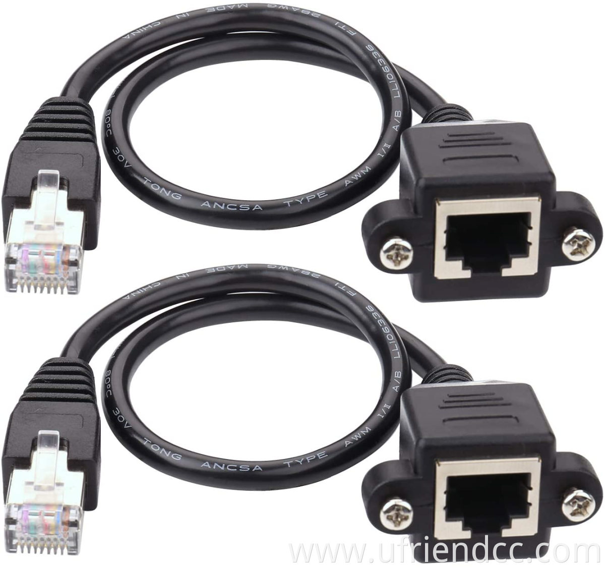 CAT5 Cat6 RJ45 Male to Female Screw Panel Mount Ethernet Network Extension Cable